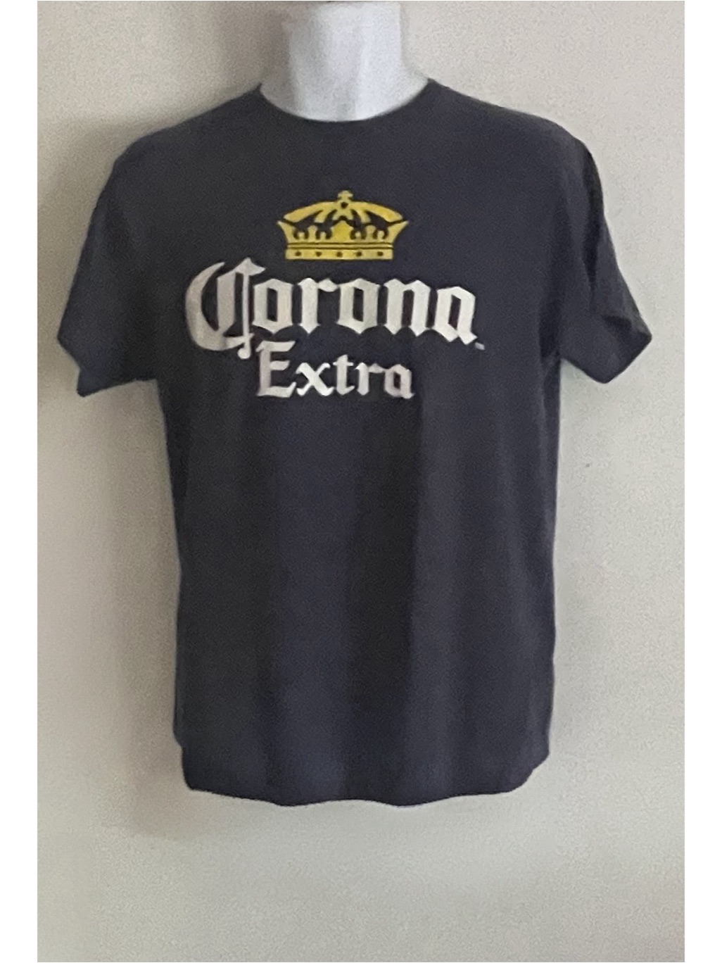 Corona Blue Tee With Yellow Crown And White Logo